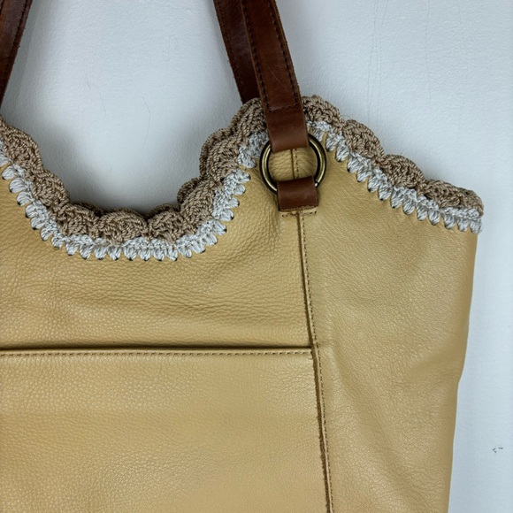 The SAK “Sierra” shoulder bag-Buttercup Espadrille leather w/crochet trim - Picture 3 of 16